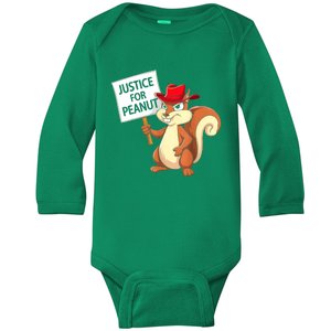 Christmas Funny Justice For Peanut Pnut Squirrel Pnut Justice Gift Baby Long Sleeve Bodysuit