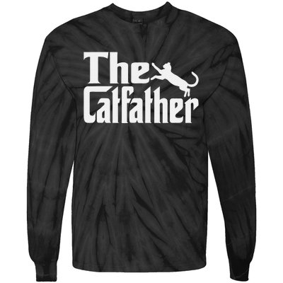 Cat Father Kitty Dad Fathers Day Meow Feline Tie-Dye Long Sleeve Shirt