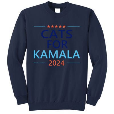 Cats For Kamala Harris 2024 Childless Cat Lady Jd Vance Tall Sweatshirt