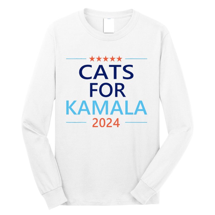 Cats For Kamala Harris 2024 Childless Cat Lady Jd Vance Long Sleeve Shirt