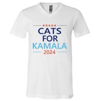 Cats For Kamala Harris 2024 Childless Cat Lady Jd Vance V-Neck T-Shirt