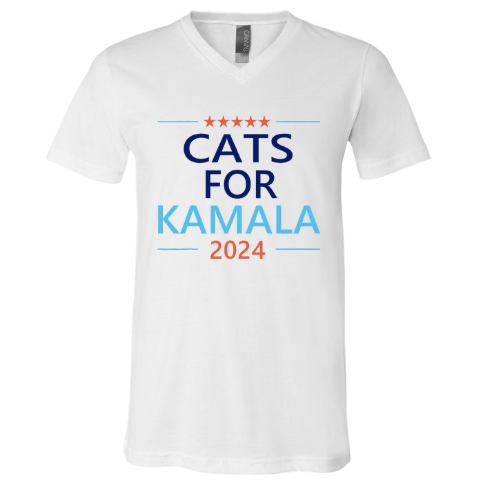 Cats For Kamala Harris 2024 Childless Cat Lady Jd Vance V-Neck T-Shirt