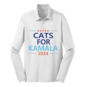 Cats For Kamala Harris 2024 Childless Cat Lady Jd Vance Silk Touch Performance Long Sleeve Polo