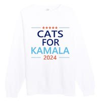 Cats For Kamala Harris 2024 Childless Cat Lady Jd Vance Premium Crewneck Sweatshirt