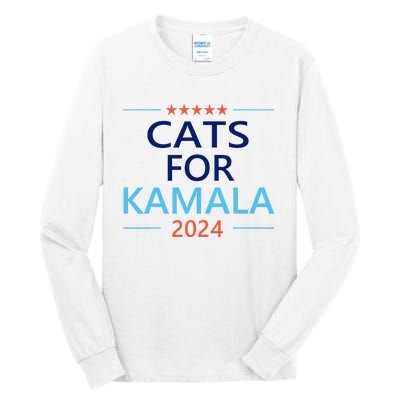 Cats For Kamala Harris 2024 Childless Cat Lady Jd Vance Tall Long Sleeve T-Shirt