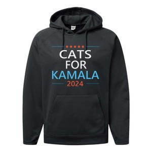 Cats For Kamala Harris 2024 Childless Cat Lady Jd Vance Performance Fleece Hoodie