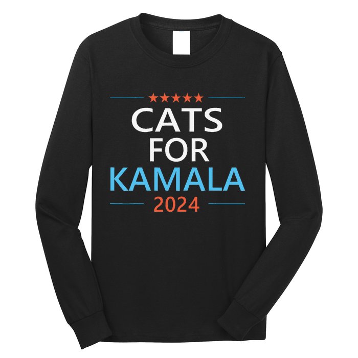 Cats For Kamala Harris 2024 Childless Cat Lady Jd Vance Long Sleeve Shirt