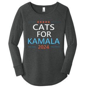 Cats For Kamala Harris 2024 Childless Cat Lady Jd Vance Women's Perfect Tri Tunic Long Sleeve Shirt