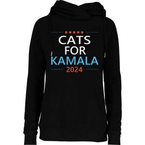 Cats For Kamala Harris 2024 Childless Cat Lady Jd Vance Womens Funnel Neck Pullover Hood