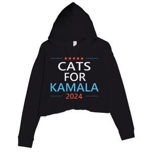 Cats For Kamala Harris 2024 Childless Cat Lady Jd Vance Crop Fleece Hoodie