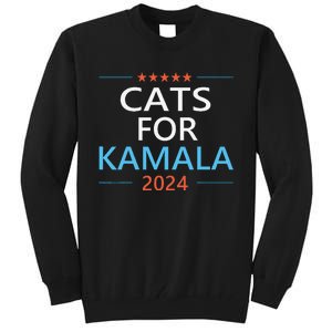 Cats For Kamala Harris 2024 Childless Cat Lady Jd Vance Tall Sweatshirt