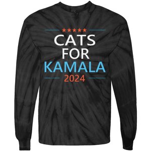 Cats For Kamala Harris 2024 Childless Cat Lady Jd Vance Tie-Dye Long Sleeve Shirt