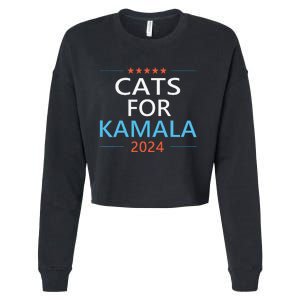 Cats For Kamala Harris 2024 Childless Cat Lady Jd Vance Cropped Pullover Crew