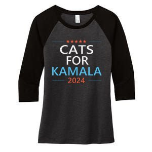 Cats For Kamala Harris 2024 Childless Cat Lady Jd Vance Women's Tri-Blend 3/4-Sleeve Raglan Shirt