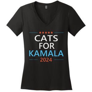 Cats For Kamala Harris 2024 Childless Cat Lady Jd Vance Women's V-Neck T-Shirt