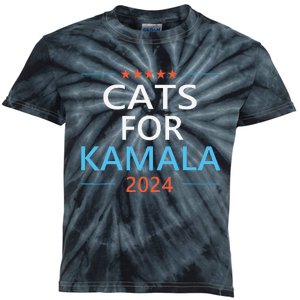 Cats For Kamala Harris 2024 Childless Cat Lady Jd Vance Kids Tie-Dye T-Shirt