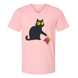 Cat For Kamala Harris V-Neck T-Shirt