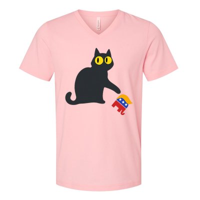 Cat For Kamala Harris V-Neck T-Shirt