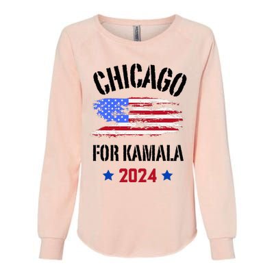 Chicago For Kamala 2024 Dnc Kamala Harris Supporter Womens California Wash Sweatshirt