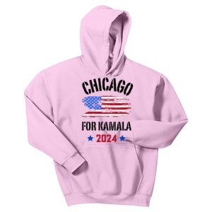 Chicago For Kamala 2024 Dnc Kamala Harris Supporter Kids Hoodie