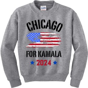 Chicago For Kamala 2024 Dnc Kamala Harris Supporter Kids Sweatshirt