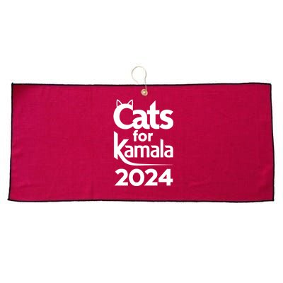 Cats For Kamala 2024 Funny Political Harris Supporter Large Microfiber Waffle Golf Towel