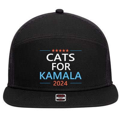 Cats For Kamala Harris 2024 Childless Cat Lady Jd Vance 7 Panel Mesh Trucker Snapback Hat