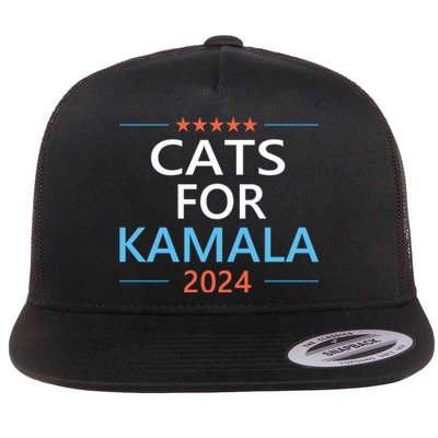 Cats For Kamala Harris 2024 Childless Cat Lady Jd Vance Flat Bill Trucker Hat