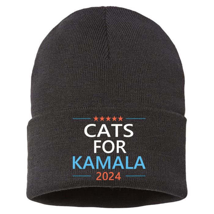 Cats For Kamala Harris 2024 Childless Cat Lady Jd Vance Sustainable Knit Beanie