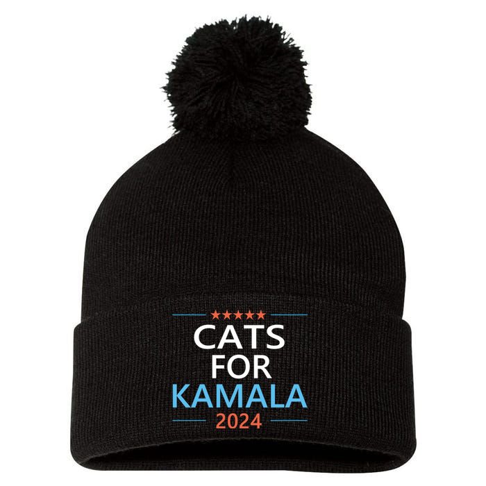 Cats For Kamala Harris 2024 Childless Cat Lady Jd Vance Pom Pom 12in Knit Beanie