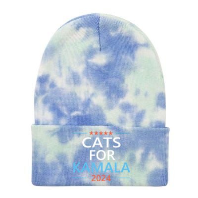 Cats For Kamala Harris 2024 Childless Cat Lady Jd Vance Tie Dye 12in Knit Beanie