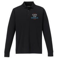 Cats For Kamala Harris 2024 Childless Cat Lady Jd Vance Performance Long Sleeve Polo