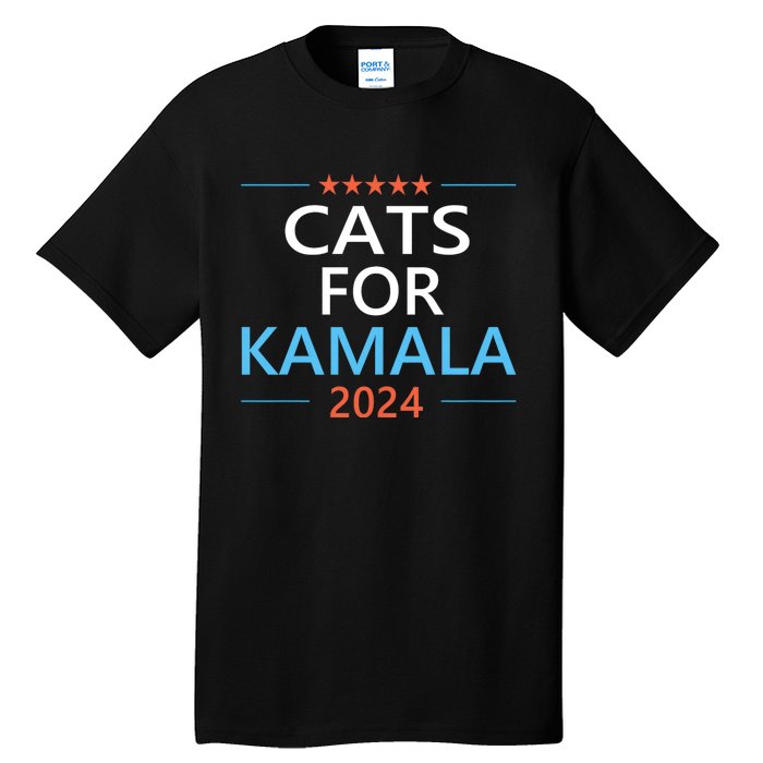 Cats For Kamala Harris 2024 Childless Cat Lady Jd Vance Tall T-Shirt