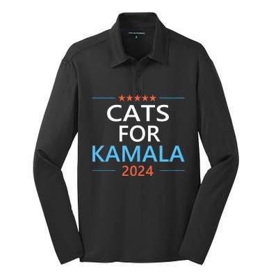 Cats For Kamala Harris 2024 Childless Cat Lady Jd Vance Silk Touch Performance Long Sleeve Polo