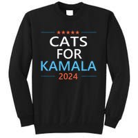 Cats For Kamala Harris 2024 Childless Cat Lady Jd Vance Tall Sweatshirt