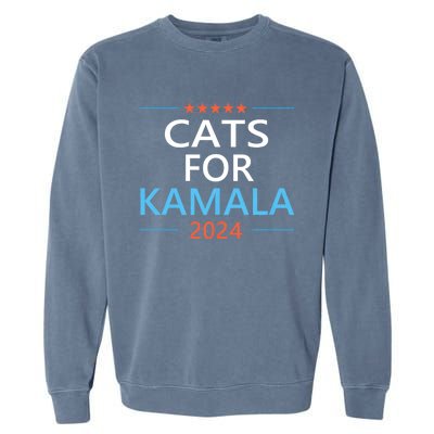 Cats For Kamala Harris 2024 Childless Cat Lady Jd Vance Garment-Dyed Sweatshirt