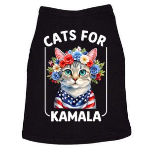 Cat For Kamala Funny Cat With Flowers American Usa Flag 2024 Doggie Tank