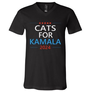 Cats For Kamala Harris 2024 Childless Cat Lady Jd Vance V-Neck T-Shirt