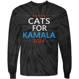 Cats For Kamala Harris 2024 Childless Cat Lady Jd Vance Tie-Dye Long Sleeve Shirt