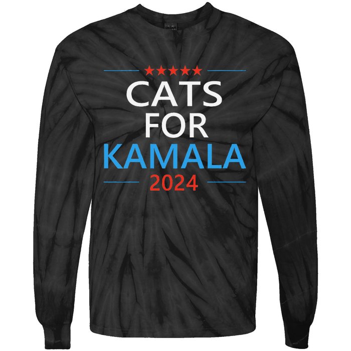 Cats For Kamala Harris 2024 Childless Cat Lady Jd Vance Tie-Dye Long Sleeve Shirt