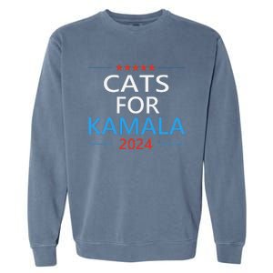 Cats For Kamala Harris 2024 Childless Cat Lady Jd Vance Garment-Dyed Sweatshirt