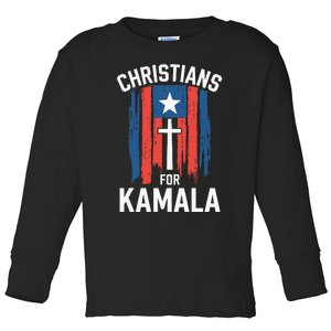 Christians For Kamala Patriotic American Harris Christians Toddler Long Sleeve Shirt