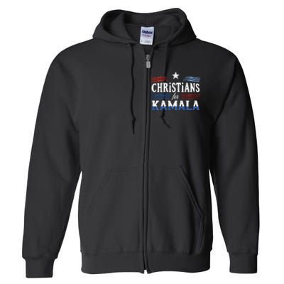 Christians For Kamala Patriotic American Harris Christians Full Zip Hoodie