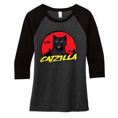 CATZILLA Funny Kitty for Cat Lovers Cat Owner Women's Tri-Blend 3/4-Sleeve Raglan Shirt