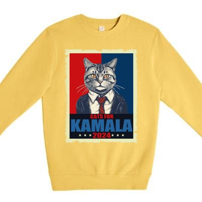 Cats For Kamala 2024 Cat Lady Kamala Cat Lovers Gift Premium Crewneck Sweatshirt