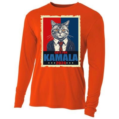 Cats For Kamala 2024 Cat Lady Kamala Cat Lovers Gift Cooling Performance Long Sleeve Crew