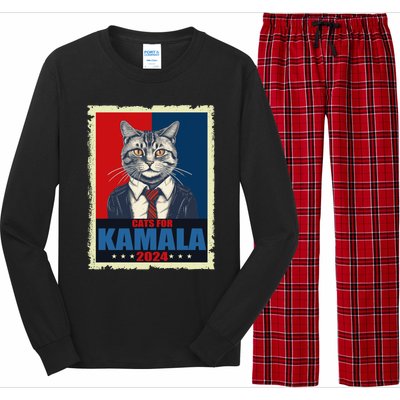 Cats For Kamala 2024 Cat Lady Kamala Cat Lovers Gift Long Sleeve Pajama Set