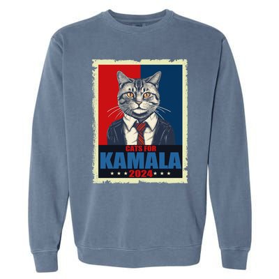 Cats For Kamala 2024 Cat Lady Kamala Cat Lovers Gift Garment-Dyed Sweatshirt