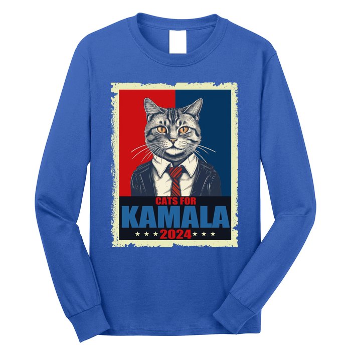 Cats For Kamala 2024 Cat Lady Kamala Cat Lovers Gift Long Sleeve Shirt