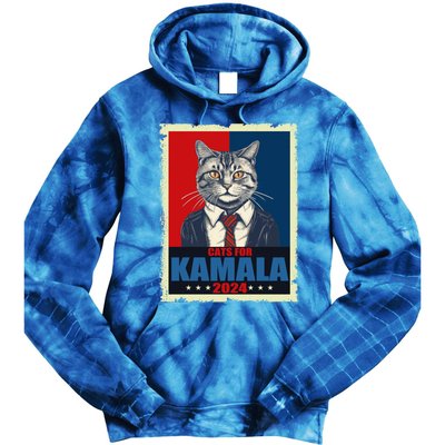 Cats For Kamala 2024 Cat Lady Kamala Cat Lovers Gift Tie Dye Hoodie